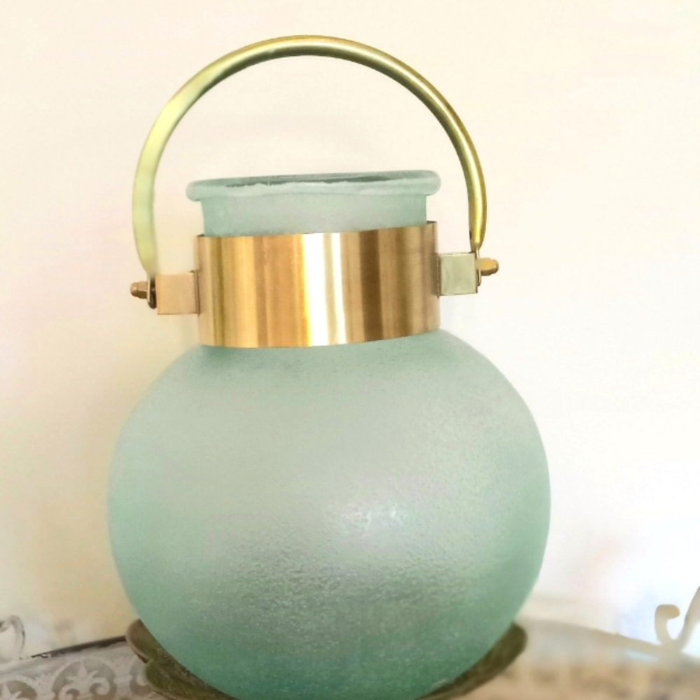 Blue Sea glass lantern  or vase